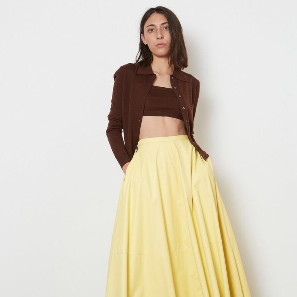 Sandy Liang Jeep Bralette + Summer Cardigan in Cocoa (S)